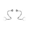 Silver S-shaped Heart-shaped Star-shaped Round Ball Stud Earrings with Rotating Screw Fastening Clasps
