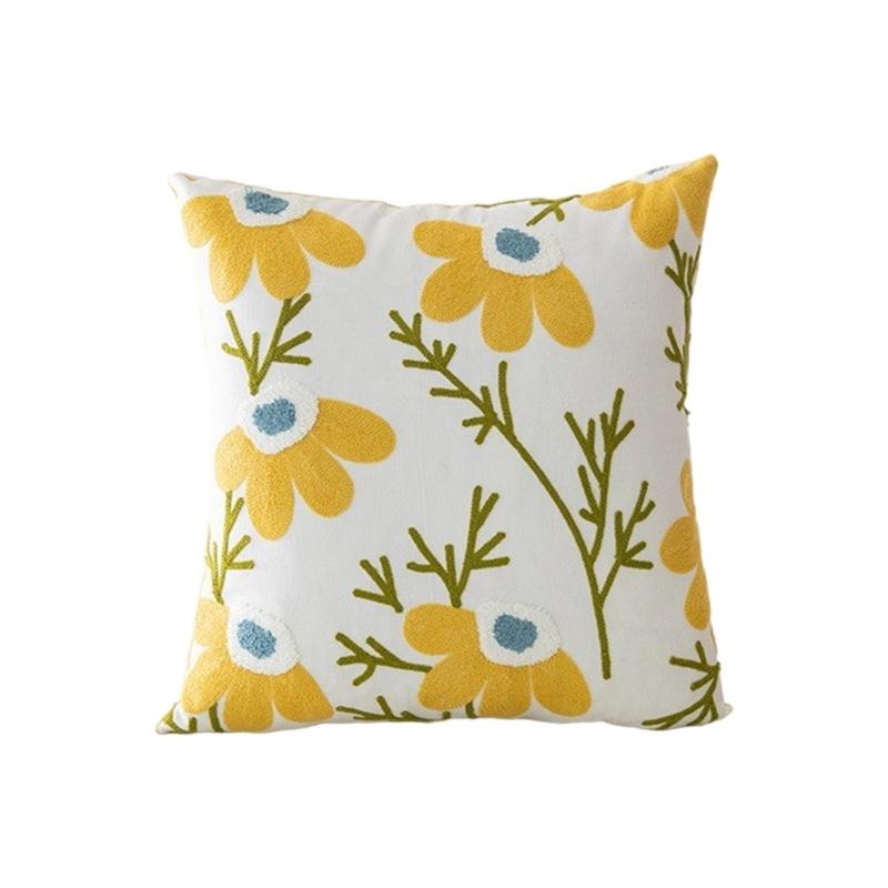 

Pillowcase Floral Embroidery Cushion Case Features Vibrant Flower Patterns For Living Room Or Bedroom Decoration