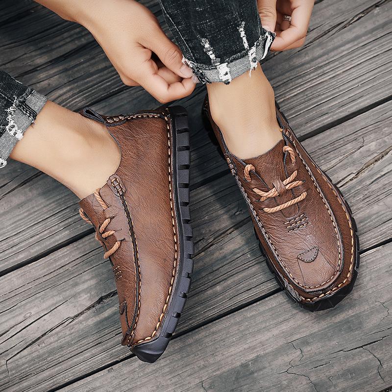 Handmade Men Casual Shoes Soft Leather Soft Sole Breathable Mens Sneakers Luxury Design Non-Slip Outdoor Mens Shoes