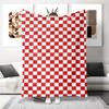 1pc Red And White Classic Checkered Flannel Printed Blanket, Home Decor Throw Blanket for Bed And Office Nap, Travel Soft Campin