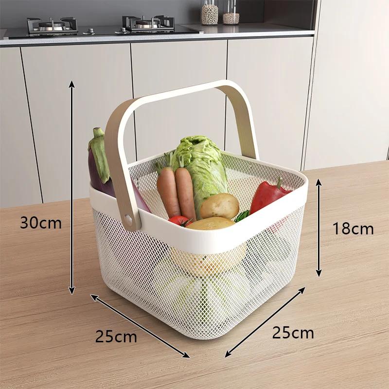 Metal Mesh Basket Multi-functional Hanging Durable Anti Corrosion Bread Fruit Food Organizer Bathroom Organizer Kitchen Baskets