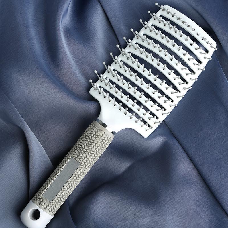 Großer, antistatischer, gebogener Haarkamm mit Schweineborsten zum Stylen und Massieren von lockigem Haar