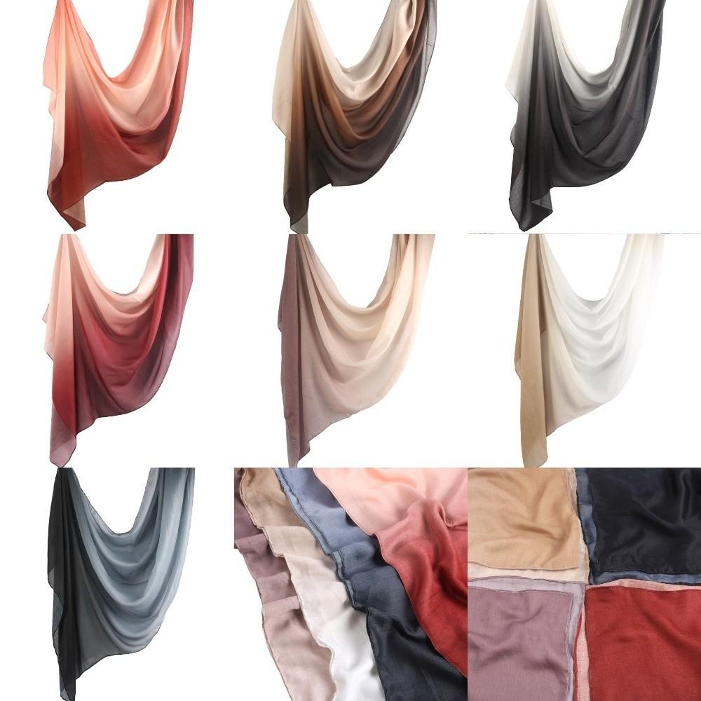 Long Headscarf Gradient Color Islamic Turban Luxury Hijab Scarf Women