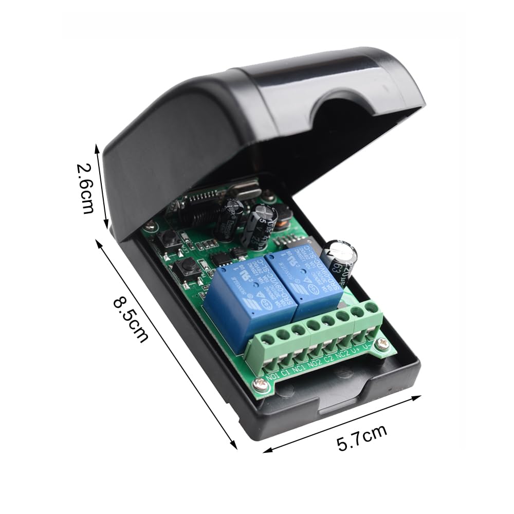 315MHz DC 12V 24V 36V 48V 2-Kanal Funkfernbedienung Schalter (Momentmodus)
