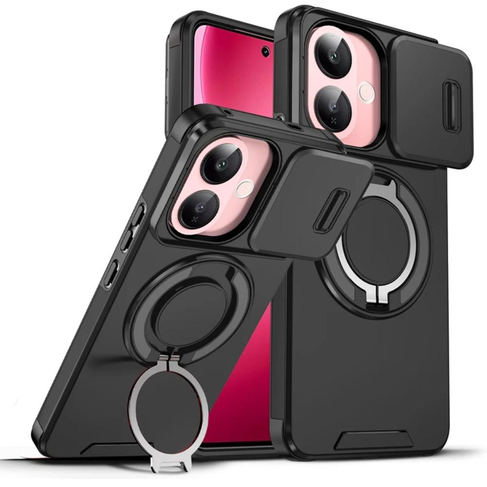 Heavy Duty Car Magnetic Metal Ring Bracket Phone Case For VIVO V60 Lite 5G Shockproof Rugged Armor Slide Camera Protective Cover