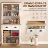 High Kitchen Sideboard, 4 Doors, 2 Glass, 2 Drawers, Worktop, Adjustable Shelves, White