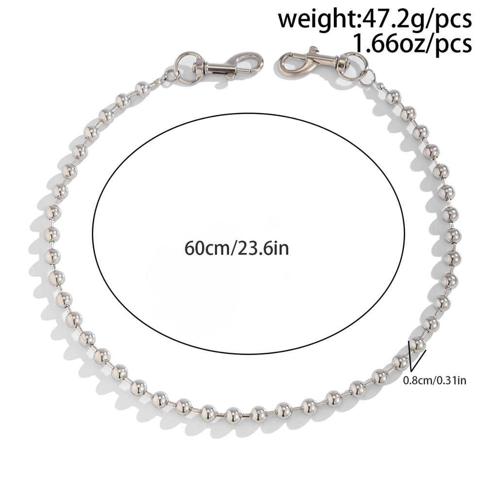 IngeSight.Z Hip Hop Minimalist Metal Sphere Chain Keychain Men Vintage Punk Silver Color Pant Chain Decoration Jewelry Accessory