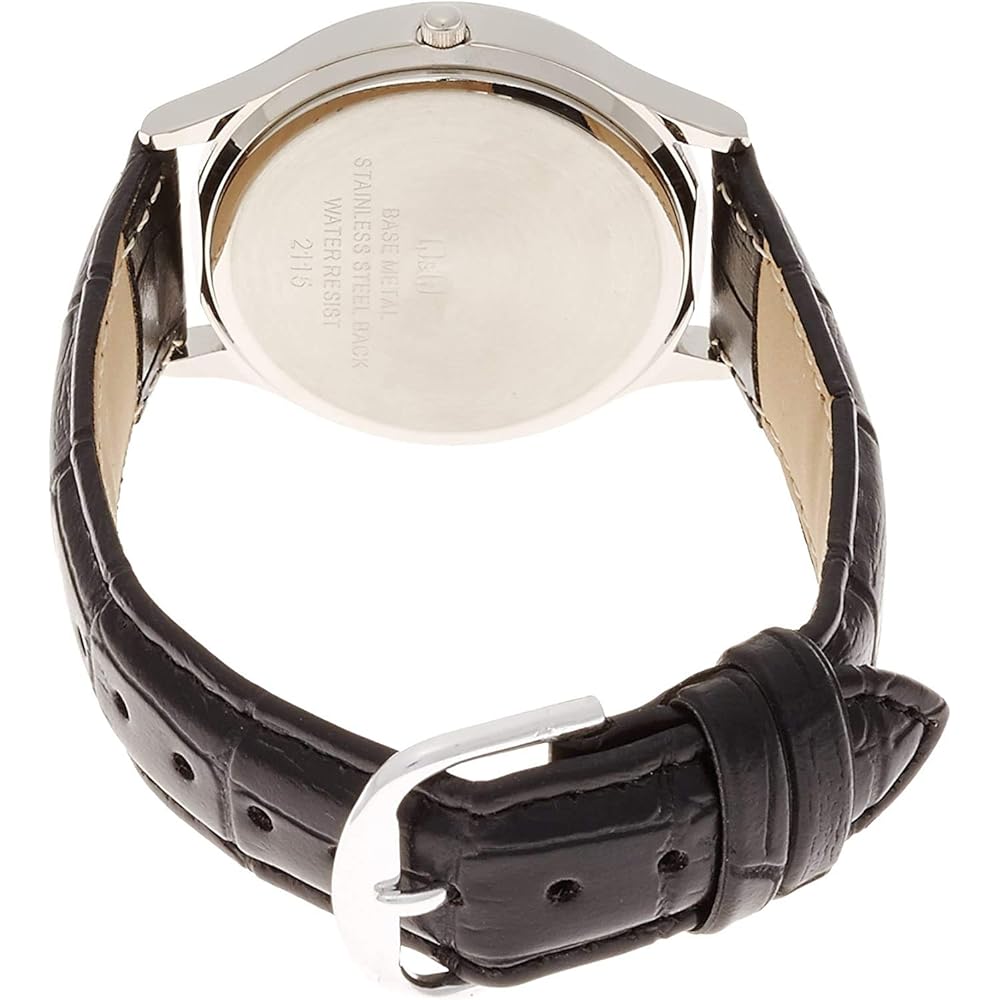 Citizen Q&Q Analog Waterproof Watch Date Leather Strap D014-304 Men's Black