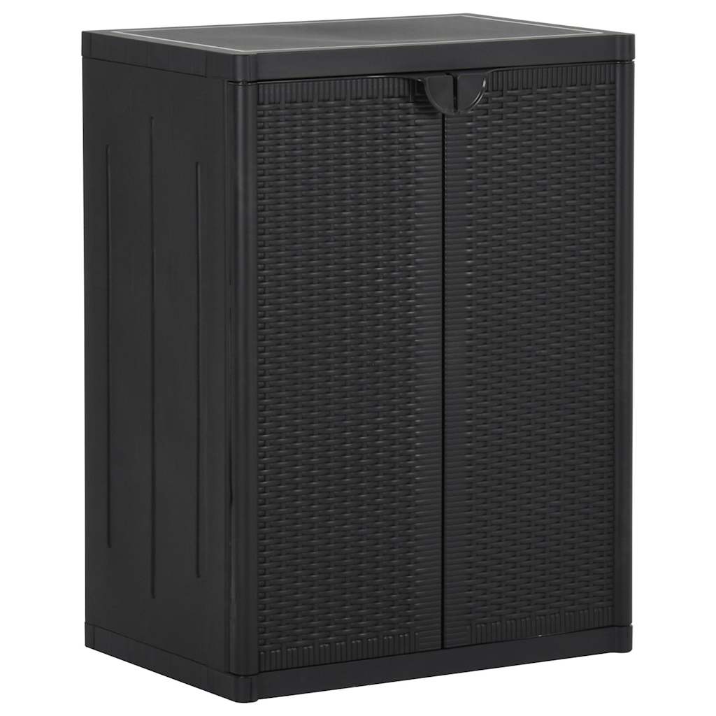 Garden Storage Cabinet Black 65 x 45 x 88 cm PP Wicker Look