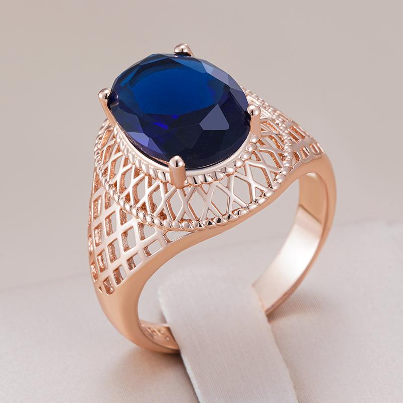 Kienl  Oval Blue Natural Zircon Daily Ring For Women Trend  Rose Gold Color High Quality Ethnic Bridal Jewelry