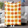 1pc Beige and Mustard Yellow Leaf Pattern Blanket Made of Polyester Suitable for Bedrooms and Living Rooms