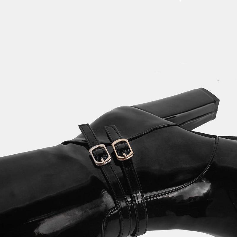 Dámské boty na vysokém podpatku podzimní a zimní klasické voděodolné platformové silný podpatek plus kozačky nad koleno