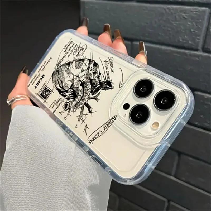Formula Heart Transparent Phone Case For iPhone 16 11 12 13 14 15 Pro Max Mini Plus XS X XR Max 7 8 SE 3 Airbag Anti-Drop Cover