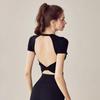 Women's Backless Pilates Yoga Suit - Short-Sleeved Fitness Top.
