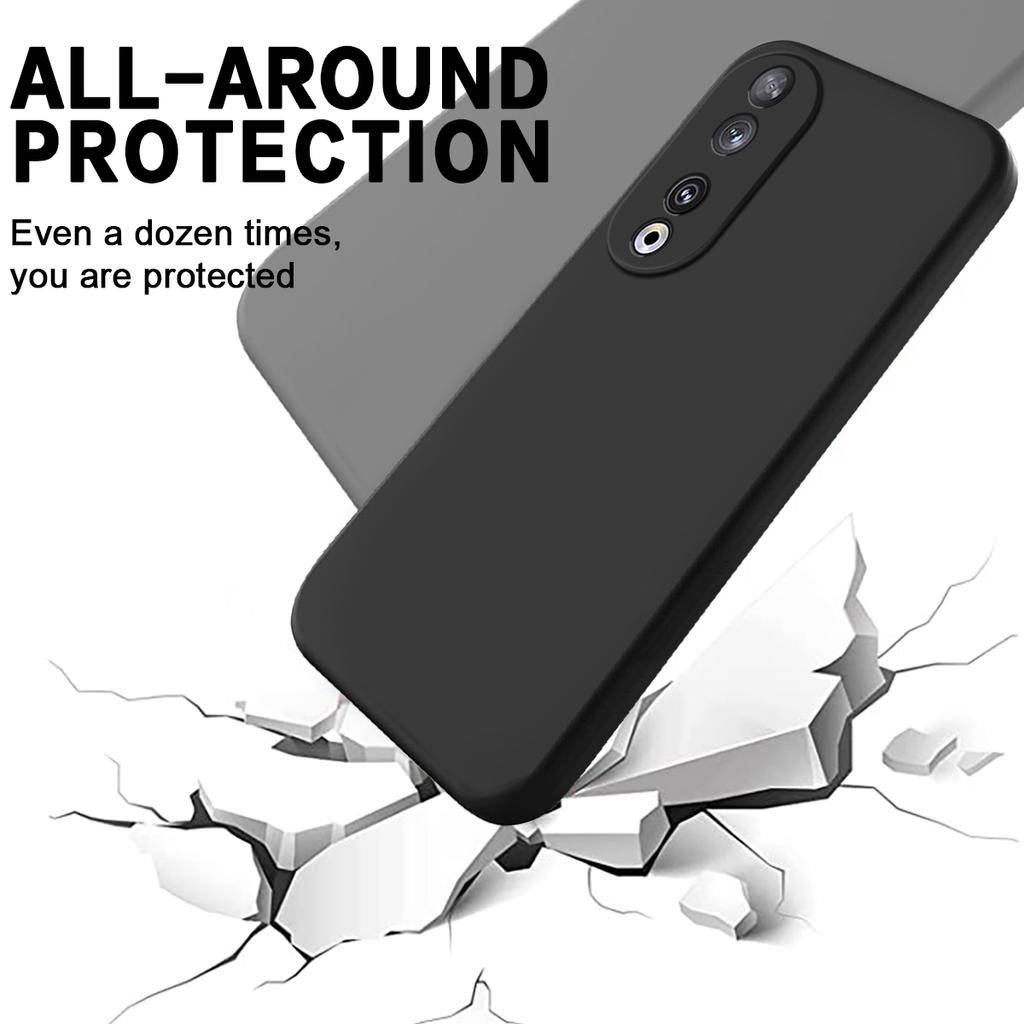 Protective Case for Honor 90,Liquid Silicone Soft Lining Phone Cover with Strap