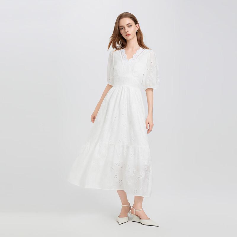 Women's V-Neck Embroidered Midi Dress