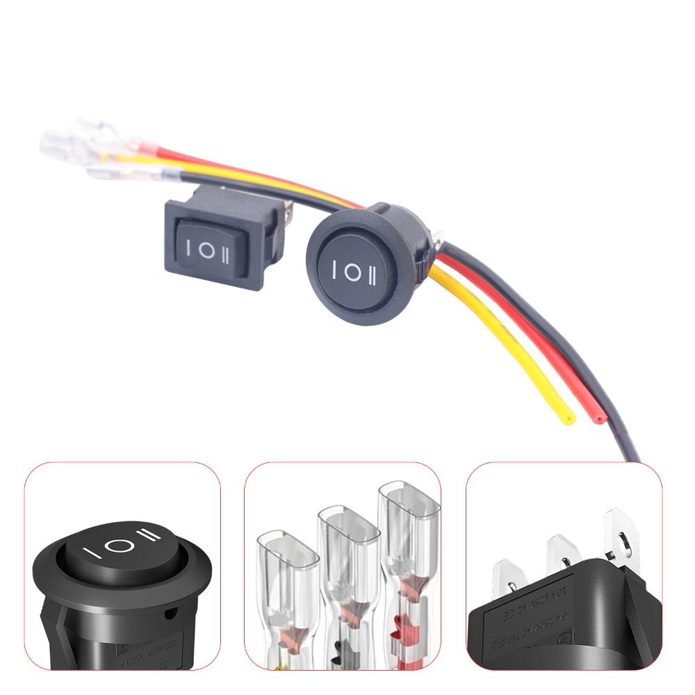 Mini Round Rocker Switch ON OFF 3 Pin SPDT AC DC 12V Auto Car Marine Boat Toggle Button 20mm Mounting Hole Snap In Control Kit