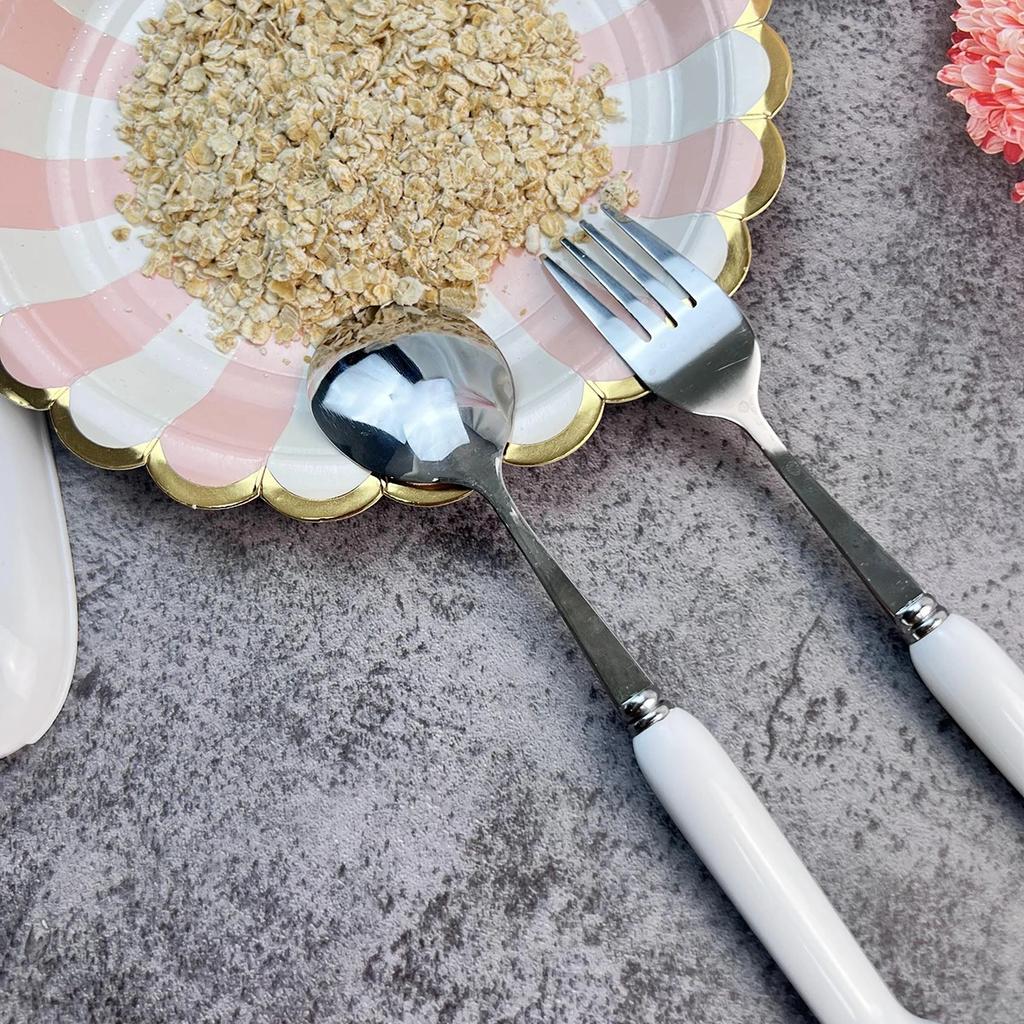 Stainless Steel Spoon and Fork Set with Storage Box Portable Tableware Cute Cat Paw Shaped Dinnerware Kit for Adults Kids School