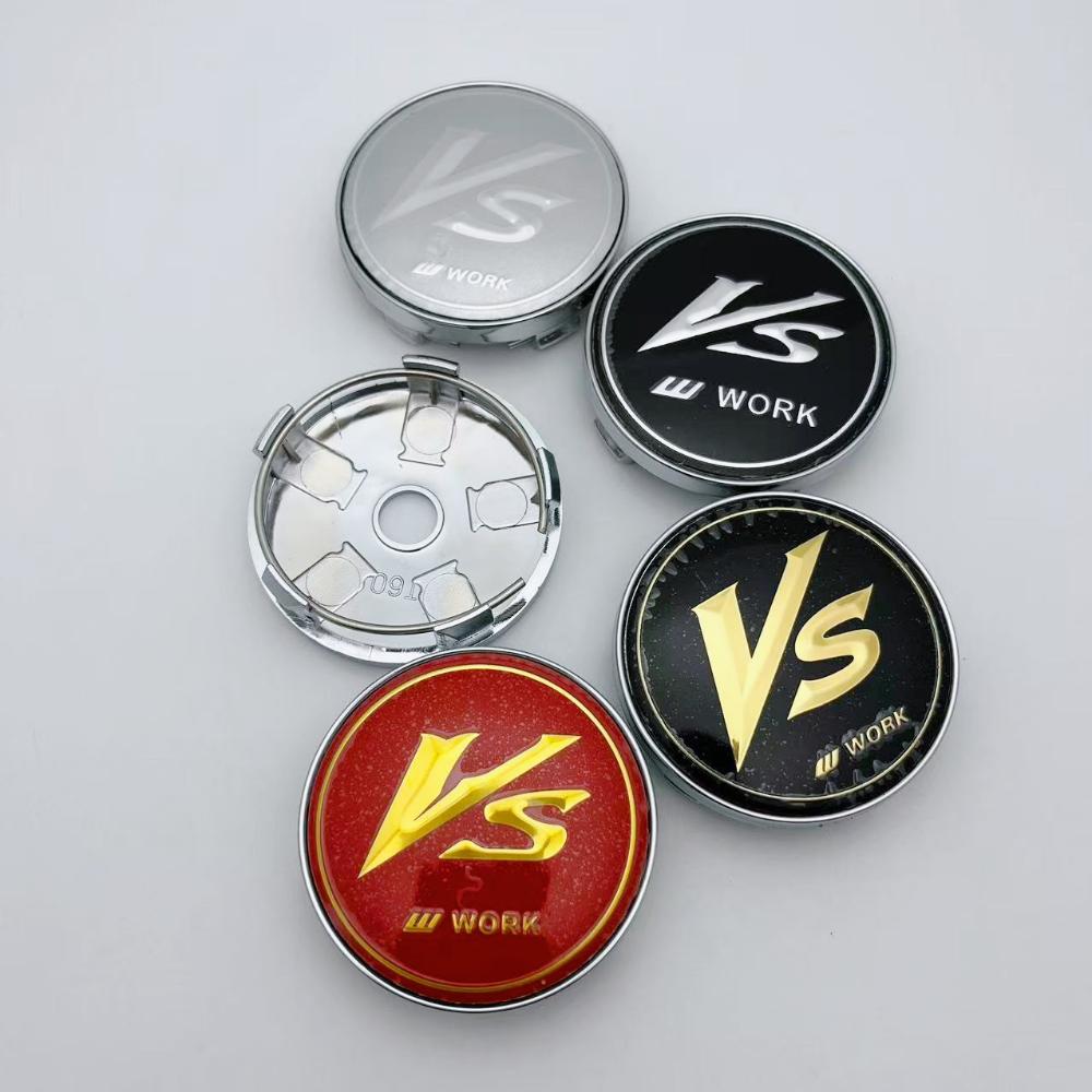 4pcs 60MM (I.D 56MM ) VS W Work Logo Emblem Car Wheel Center Cap Car Accessories for Wheels Hub Lid Rim Hubcaps Cover Replace