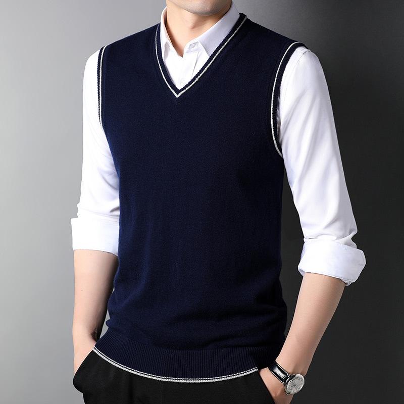 Wool Vest Men's Autumn New Pullover Youth Warm Vest Sleeveless Casual Fashion Knitted Vest Men's Top