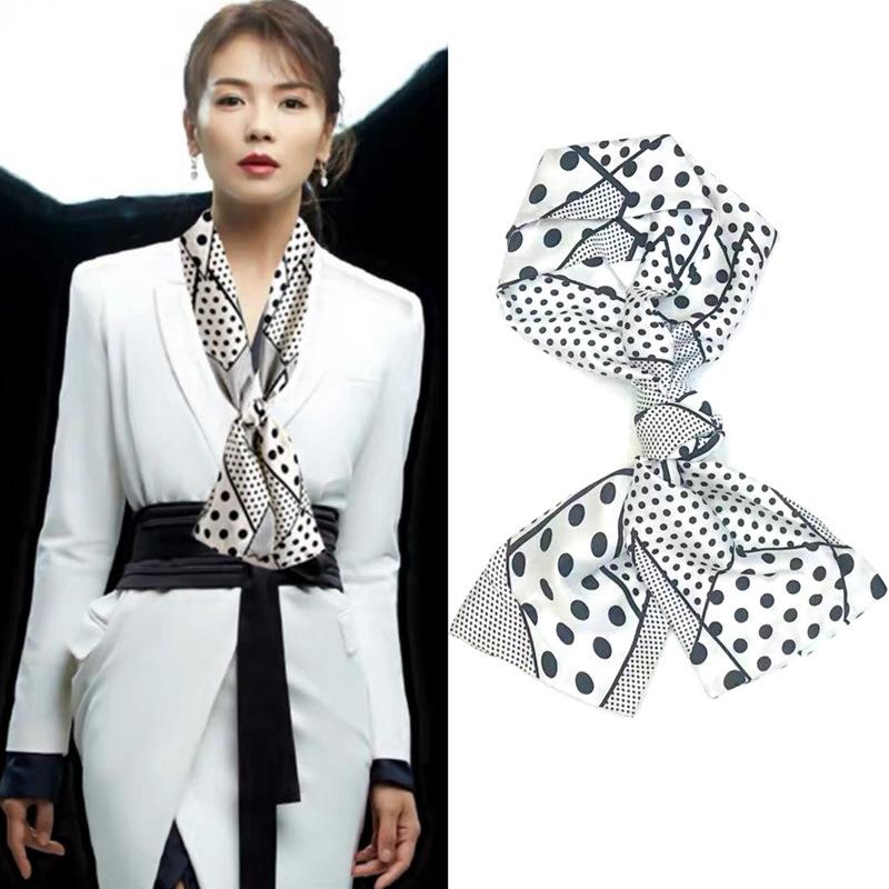 Narrow Silk Scarf, Women'S Streamer, Hair Accessories, Tied Bag, Small Scarf, Printed Headband, Silk Long Silk Scarf.