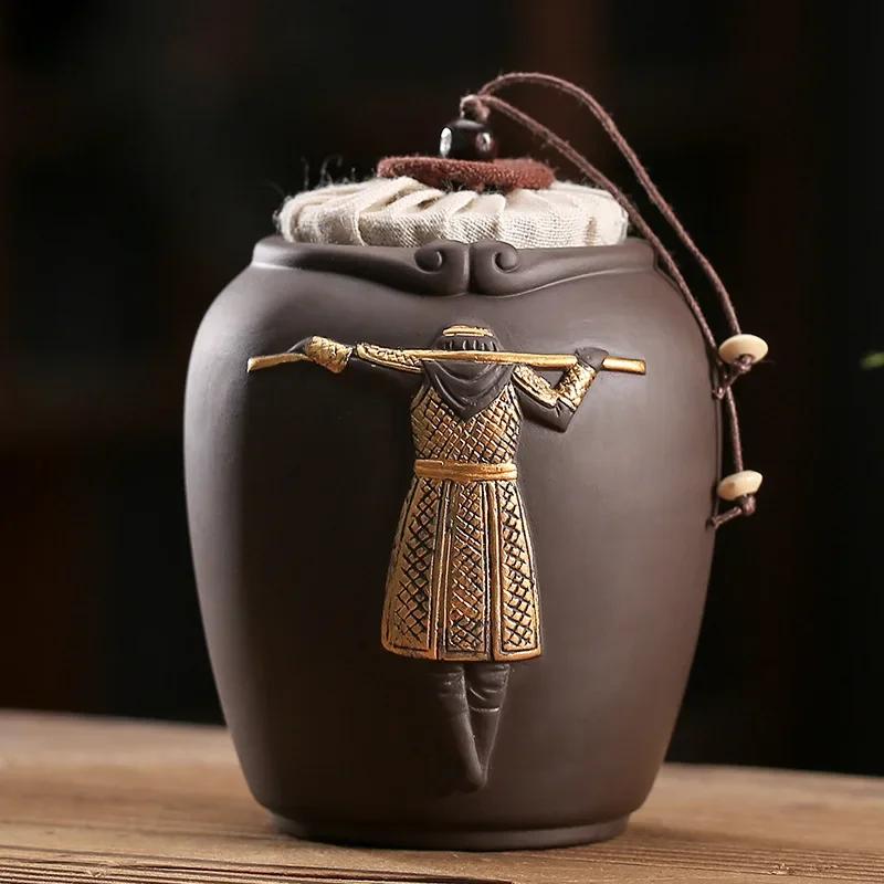 

Purple Sand Tea Containers Ceramic Small Number Sealed Pot White Tea Caddy Tea Canister