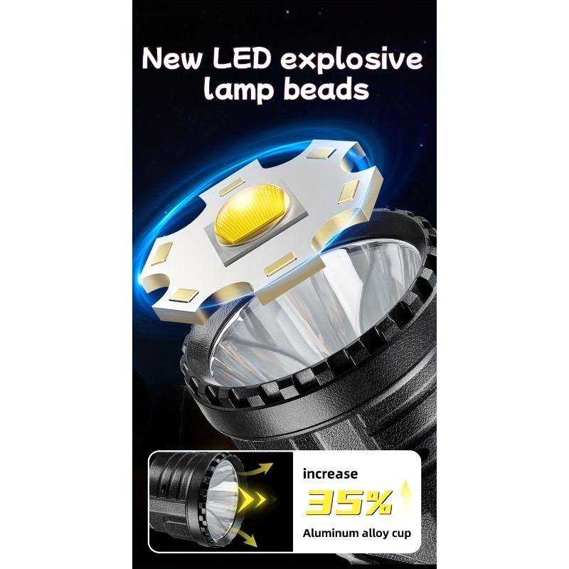 Long Distance Bright LED Flashlight, Portable Rechargeable Spotlight, Suitable for Camping, Hiking, Emergency Situations, Search and Rescue