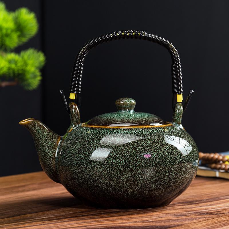 Jian Zhan Tianmu Glaze Ceramic Teapot, Large-Capacity Single-Handle Gongfu Tea Brewer