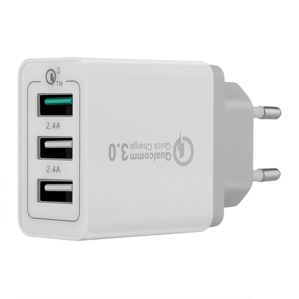 Qualcomm QC3.0 3-Port USB Fast Charger - UK/EU/US Compatible