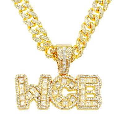 Colgante de Letra Cadena Cubana Colgante de Collar Lleno de Diamantes, Genial para Bailar en Clubes Nocturnos Europeo y Americano Hip Hop Accesorios Creativos de Empalme