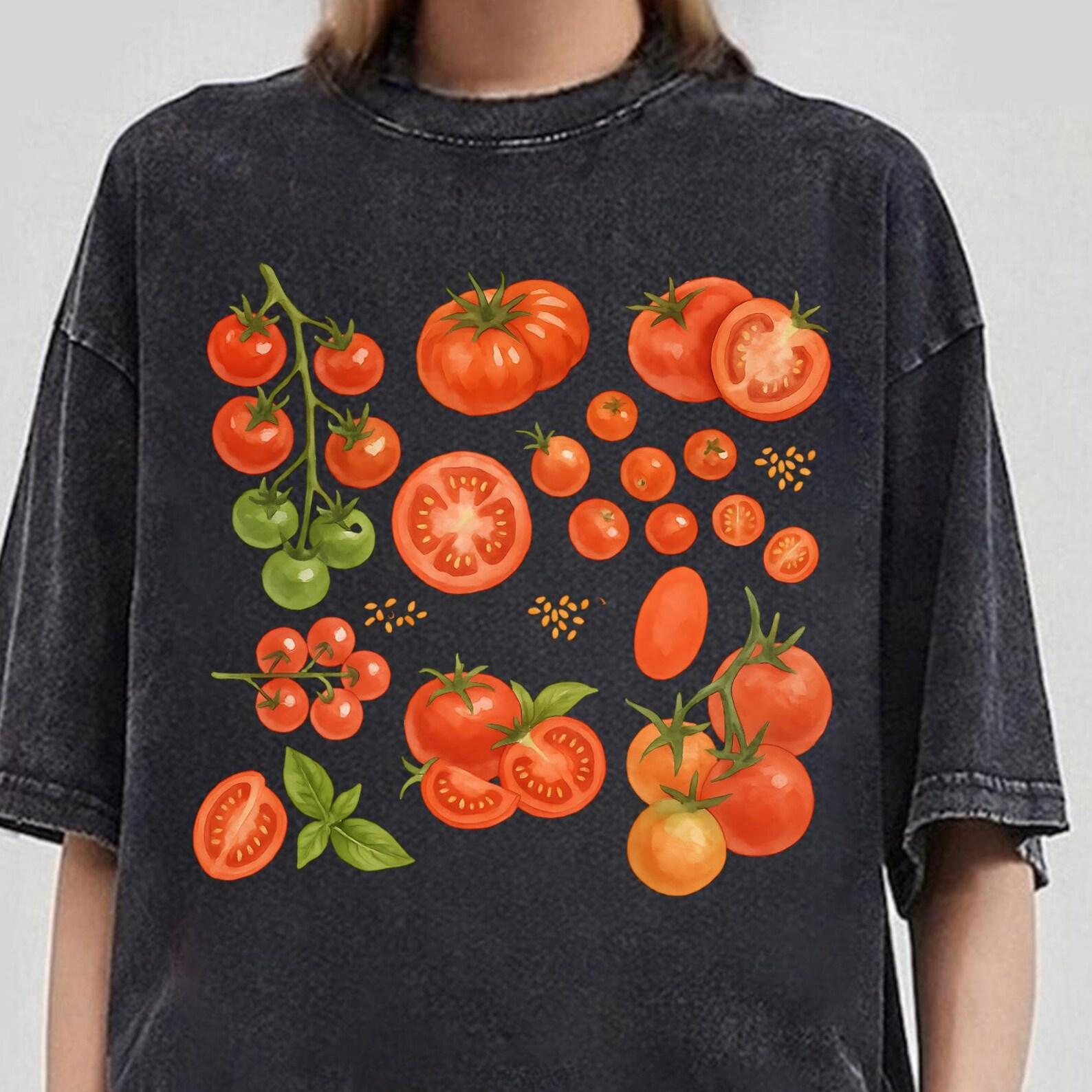 Tomato Fruit Shirt, Botanical Shirt, Cottagecore Vegan Shirt, Garden Shirt Vegetable Shirt, Tomato Girl Summer Tee, Plant Lover Top 2XL