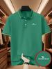 Running Horse Pattern Print, Men's Outdoor Golf Polo Shirt, Business Casual T-Shirt, Breathable Short-Sleeved Lapel for Daily Casual Wear
