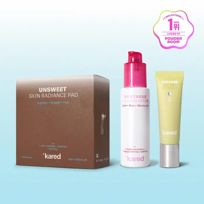 [SET] Unsweet Skin Radiance Pad + No Stress Calming Serum + Defense Volume Lip Shield (+1 gift bag, 2 pads, 5 serums)