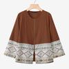 ZANZEA Women Casual Round Neck Long Sleeve Ethnic Print Loose Zipper Blouse
