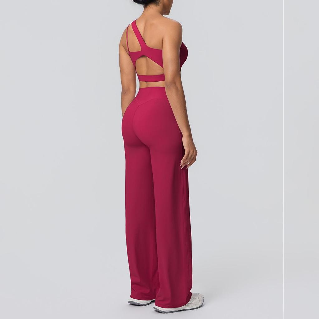 Cloud-Like Casual High Waist Yoga Set - Women's Sporty Wide Leg Fitness Wear