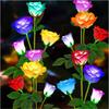 Solar Garden Lights - Outdoor Solar Lights, 7-Color Color Changing Rose Lights, Garden Decor, Enlarged Solar Panels, More Realistic Roses