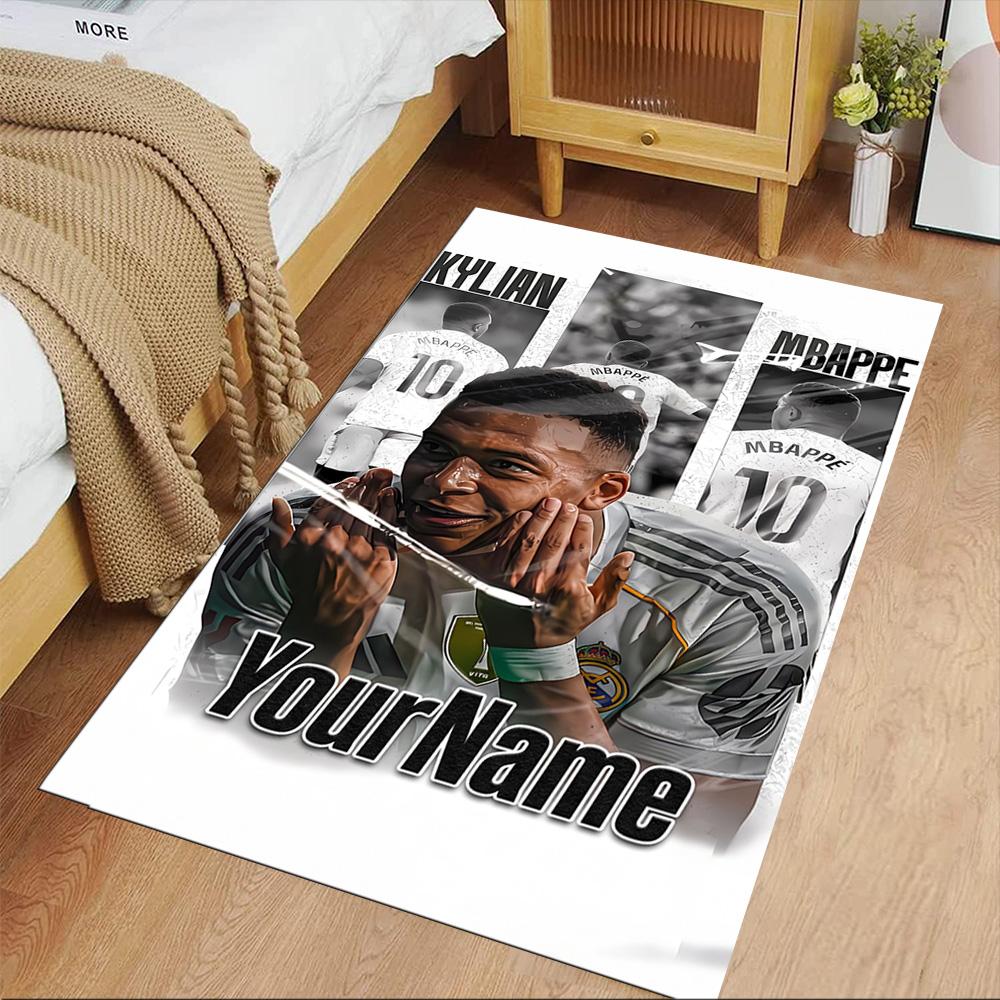Mbappe Personalized Name Carpet Design for Decorate Room Outdoor Hallway Balcony Anti-slip Rug Anime Office Decor