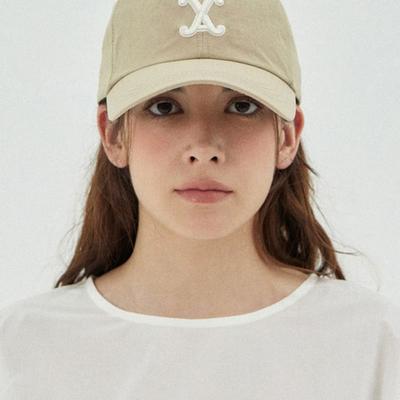VARZAR VA Curved Logo Nylon Ball Cap Light Beige