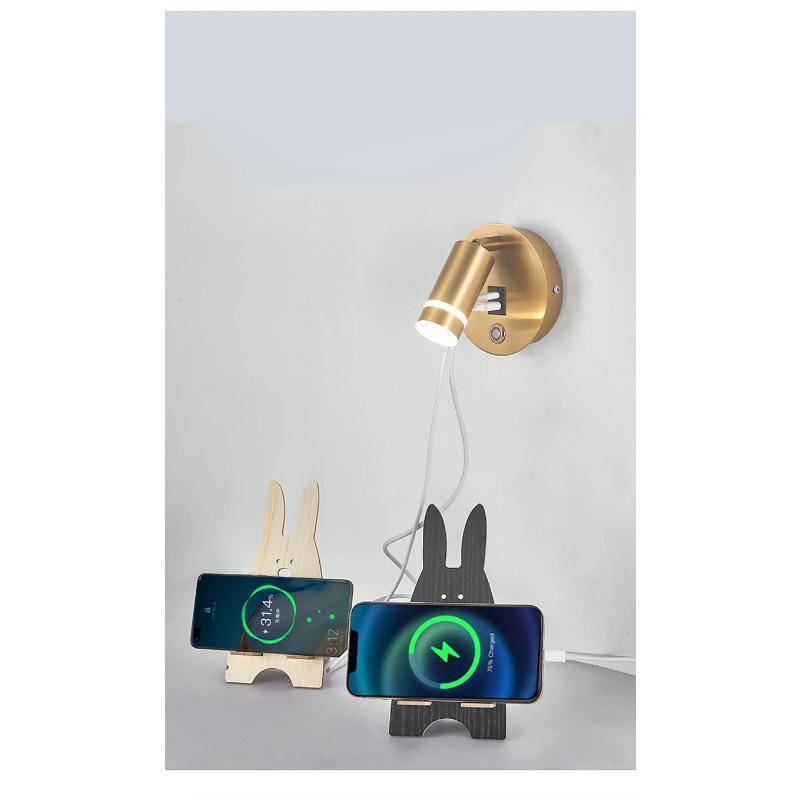 Wall Reading Lamp USB Charging Wall Light Round Bedside Ambient Lighting Indoor Room Decor Bedroom Living Room Hotel Dining Room