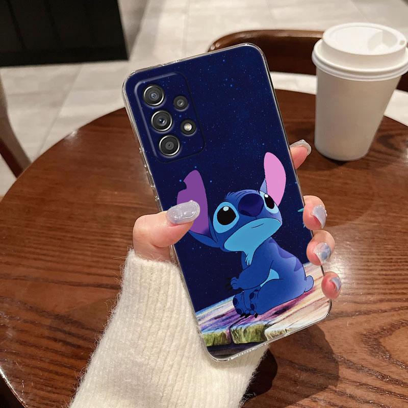 Klare Hülle für Samsung Galaxy A57 A37 A56 A36 A55 A54 A35 A26 A07 A17 A16 A06 A34 A15 Hülle Blau Pink Engel Lilo-Stitch Cartoon