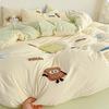 Cartoon Cotton Towel Embroidered Comforter Set Machine Washable Bed Linen Bedding Spring New Soft Breathable Fitted Sheet