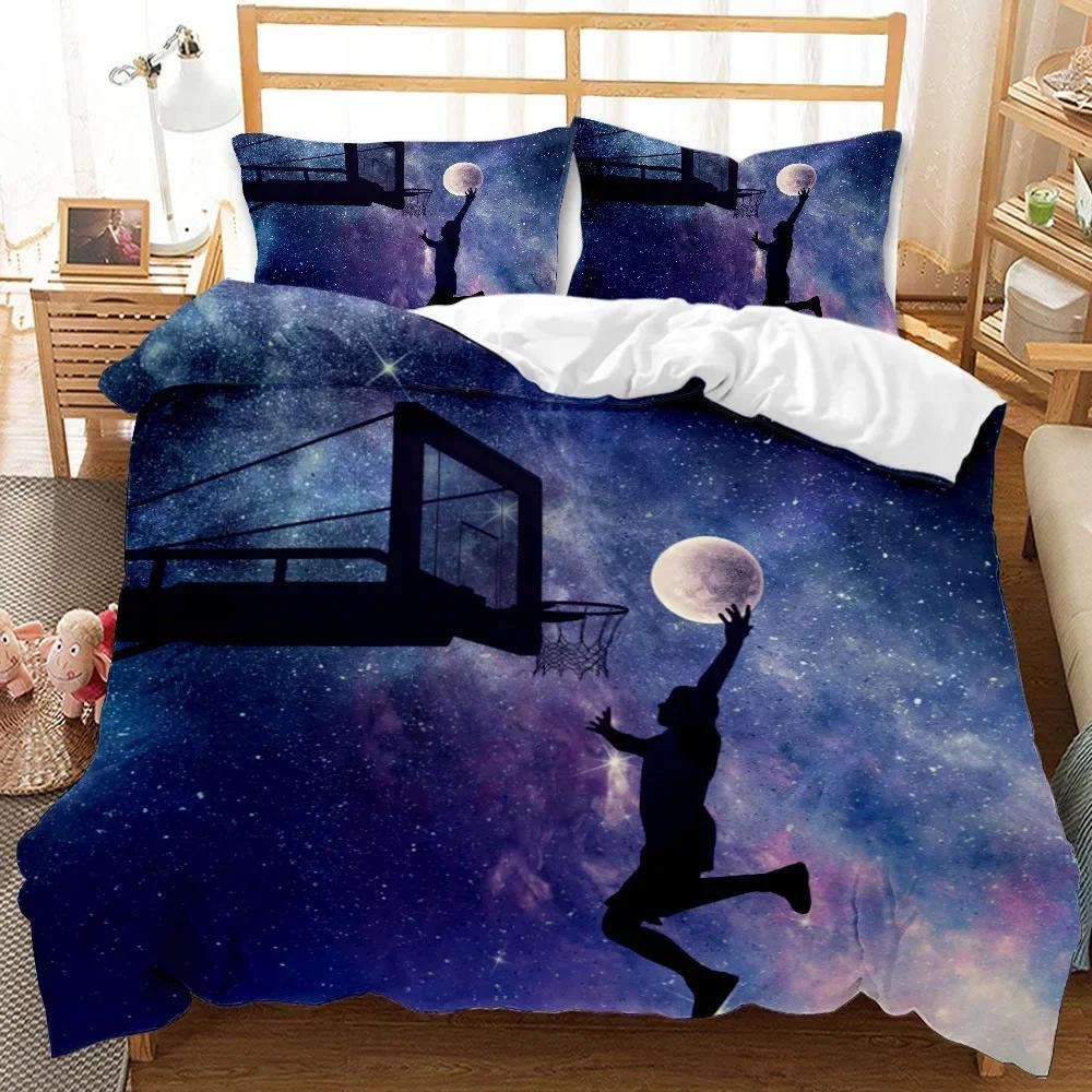 Ball Sport Theme Basketball Fan Comfortable Duvet Quilt Cover Pillowcase Bedding Set Children Bedroom Decoration Home Textile