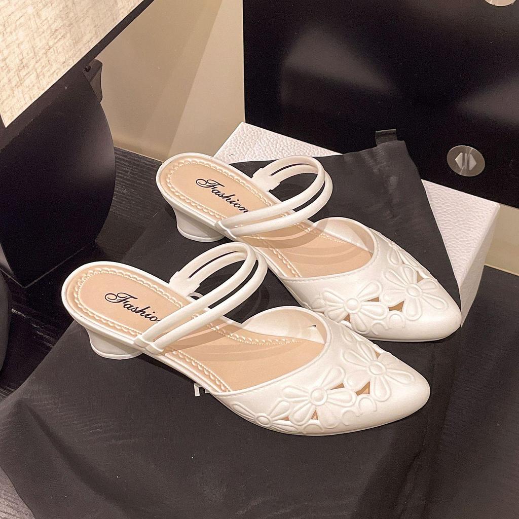 Yuzhihao Women's Summer Wedge Slippers - Hollow-Out Thick Heel Sandals with Single Strap.