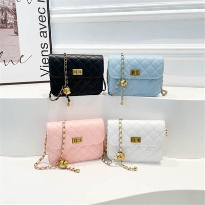 Embroidery Line Trend Texture Lock Buckle Fashion Diamond Lattice Chain Single Shoulder Crossbody Small Bag For Women