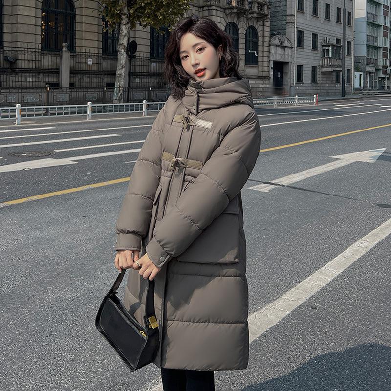 Thickened and lengthened down cotton clothes for women's winter new big pockets fashion warm jacket tide
