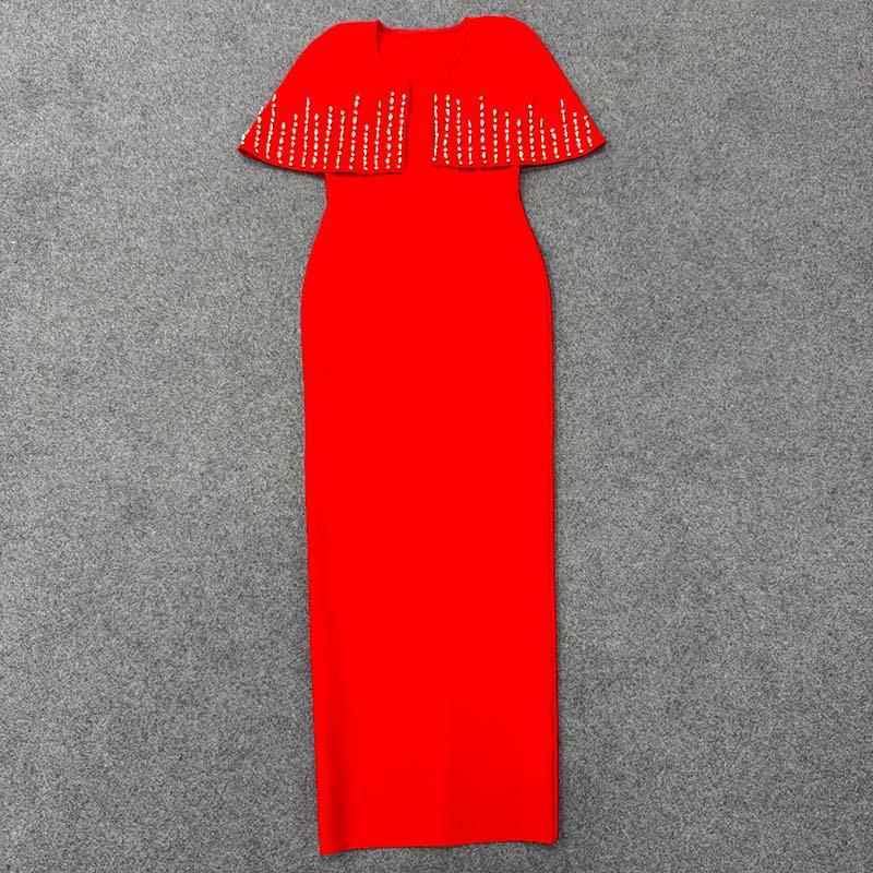 Europäisches & Amerikanisches Elegantes Damen-Strassschal-Schmal geschnittenes Bandage-Abendkleid