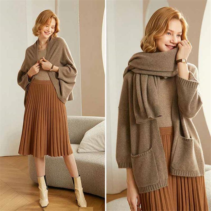 Extra Large 100% Wool Scarf Wrap, 130x70cm Women's Winter Shawl Cape Poncho