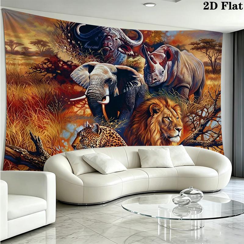 Afrikanische Tiere Wandteppich Ästhetischer Wandbehang Bedruckter Stoffdecke Dekorative Wandteppiche für Schlafzimmer Wohnzimmer Heimdekoration