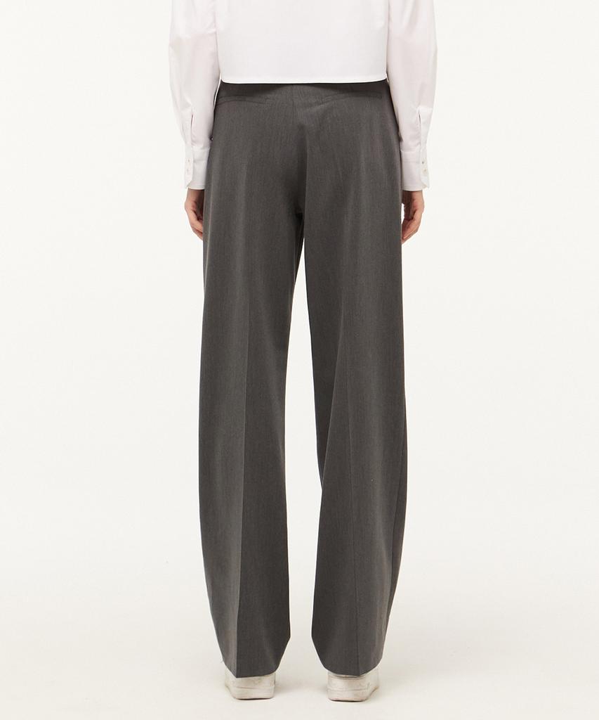 CITYBREEZE Basic Pintuck Wide Slacks_Charcoal