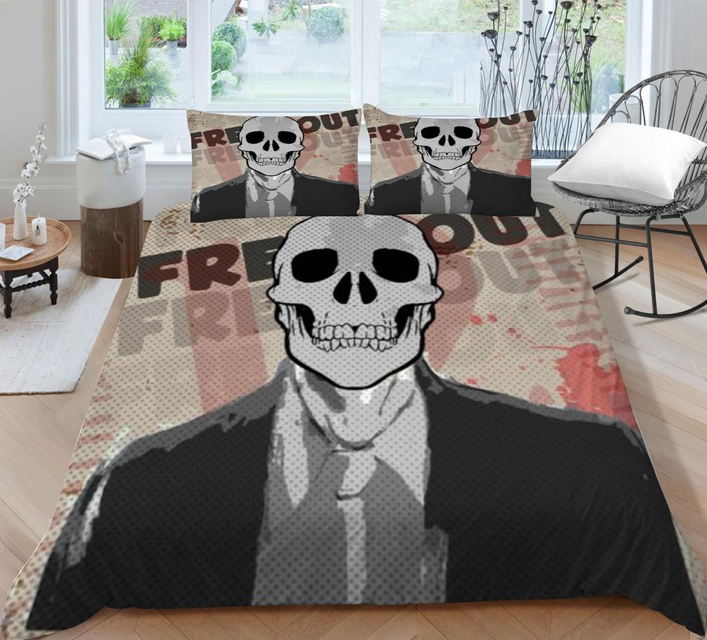Quilt Cover 3D Printing Skull Home Bedclothes with Pillowcase King Double Size Soft Bed Set Luxury Duvet Cover